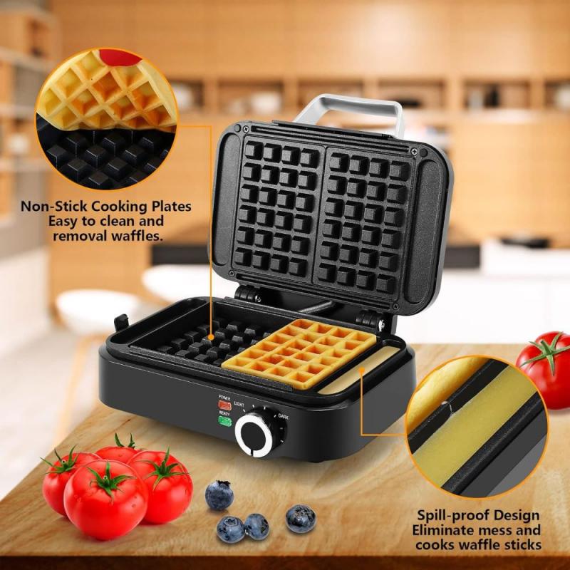 Belgian Non-Stick Waffle Maker: with the light to dark dial, this ...