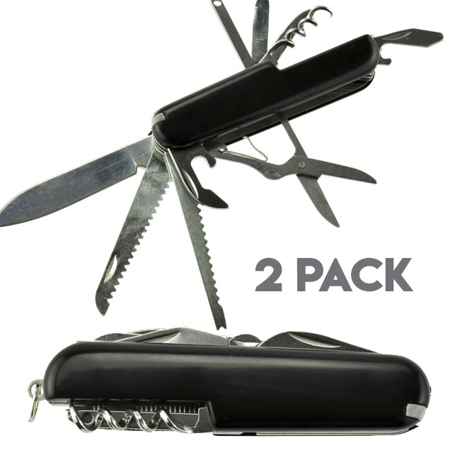2-Pack Swiss Army Style 16-IN-1 Multifunction Pocket Knives