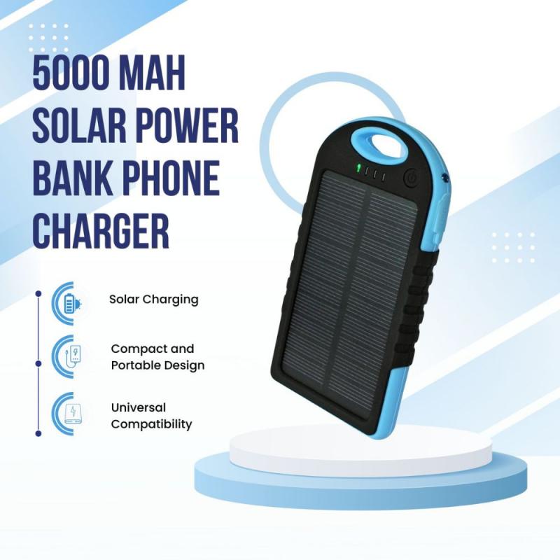 2 PACK OF Solar Power Bank 5000mAh Portable Charger. USB Battery Pack ...