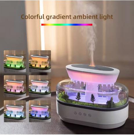 (Turn on the video sound to hear the rain) - Rainforest Ultrasonic Humidifier With Rain Sounds and Multi-Color LED Options - SHIPS FREE!