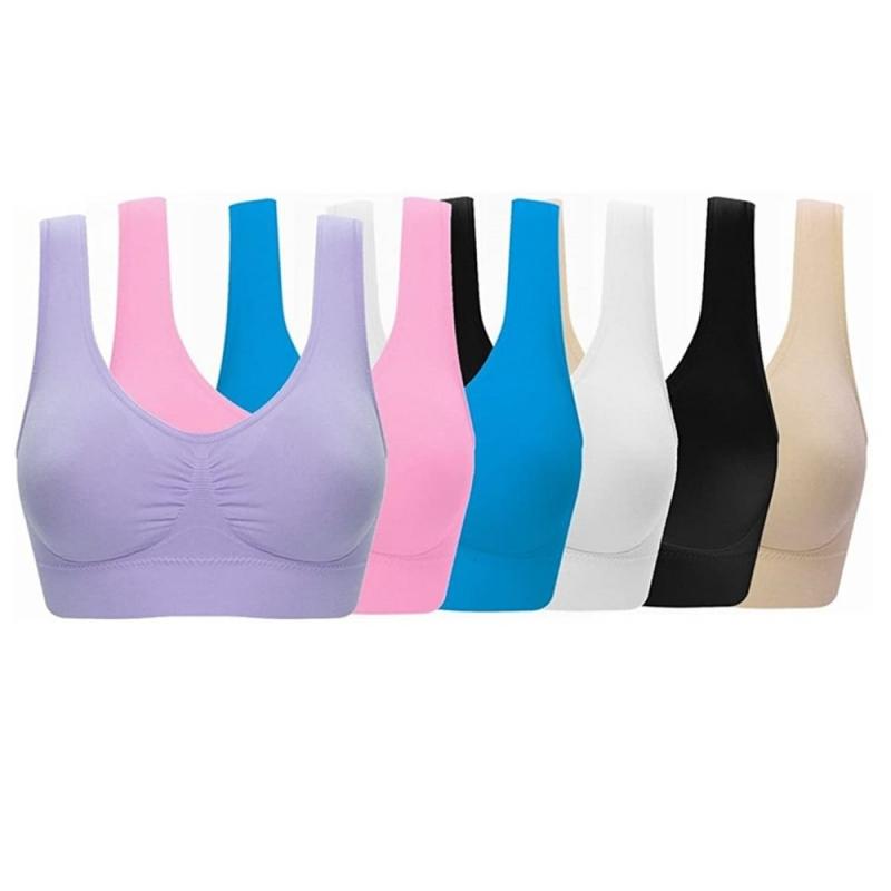 6 PACK OF Ladies Single Layer Seamless Sports Bra. There will be no more struggle with your everyday bra, say goodbye to discomfort, pinching, itching & scratching. It is so comfortable & very light to the extent that you will forget you are wearing it! - SHIPS FREE!