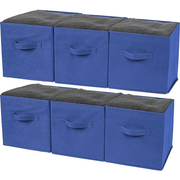 6 PACK of Greenco Foldable Storage Cubes (Royal Blue) - Made of superb-quality, lightweight, non-woven fabric - SHIPS FREE!