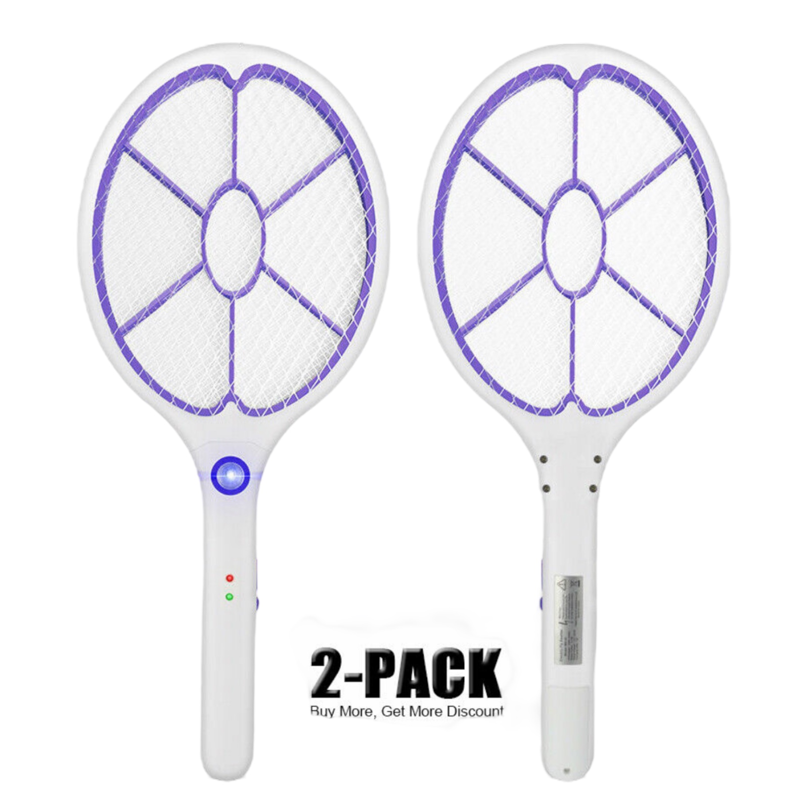 Set of 2 Rechargeable Electric Mosquito & Fly Zapper Rackets - Even has an attractant LED Light to pull in flies so you can GET'EM! Fun....sure, but they work very, VERY well! Thousands of 5-star reviews! - Order 2 or more 2-packs and SHIPPING IS FREE!