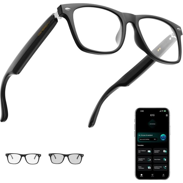 Wireless Smart Glasses With Slight Light Transition (Lenses change slightly in the sun) - Pairs wirelessly to your iPhone or Android smartphone with NO APP, giving you quick, easy access to calls, music, voice assistant, camera shutter control and more-all with a simple tap! - SHIPS FREE!