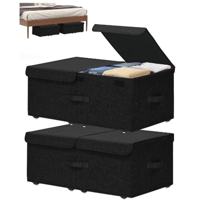 2 PACK of Large Under Bed Storage Containers with Velcro Lids ...