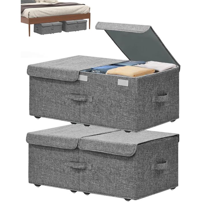 2 PACK of Large Under Bed Storage Containers with Velcro Lids ...