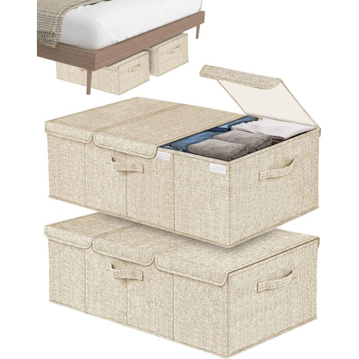 2 PACK of Large Under Bed Storage Containers with Velcro Lids ...