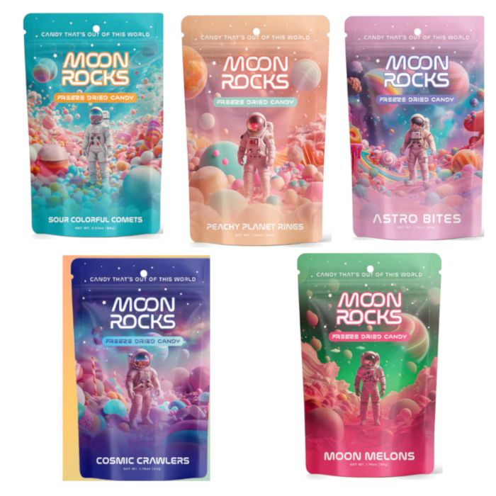Moon Rocks Chocolate UNMUTE the video for audio - 6 BAGS of Moon Rocks Freeze Dried Candies ...