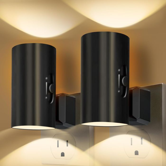 2 PACK of Dual Beam Adjustable Brightness Night Lights - Choose white with white light or black with warm white light - EDITOR'S NOTE: These are the same night lights I use in my own home and LOVE them! The adjustable brightness is fantastic! - SHIPS FREE!