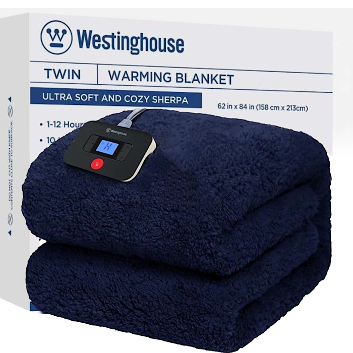 Famous Brand Sherpa Heated Blanket - Twin Size 62x84 - 10 Heat Settings & 1-12 Hour Auto-Off Timer for Your Ultimate Comfort! - Machine Washable, Overheat Protection & Super Soft! - Random Color Beige, Navy, or Grey - SHIPS FREE!
