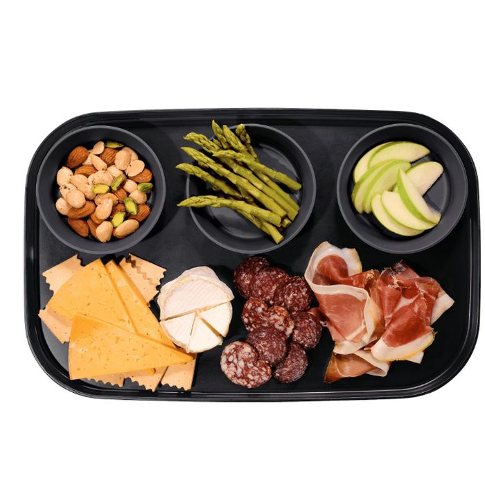 UNMUTE the video for audio - ($25 at Walmart - see additional image, only $9.99 from us!) - Dipware 3 Bowl Serving Tray for Dips & Chips, Veggies, Charcuterie, Snacks & more! - SHIPS FREE! 