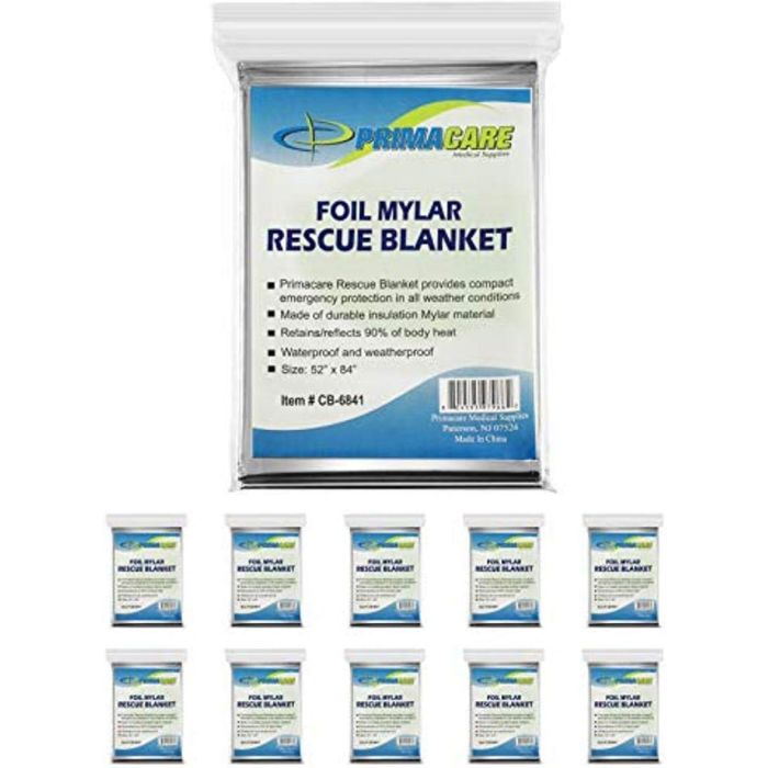 10 PACK of Primacare HB-10 Emergency Mylar Thermal Blankets - 84