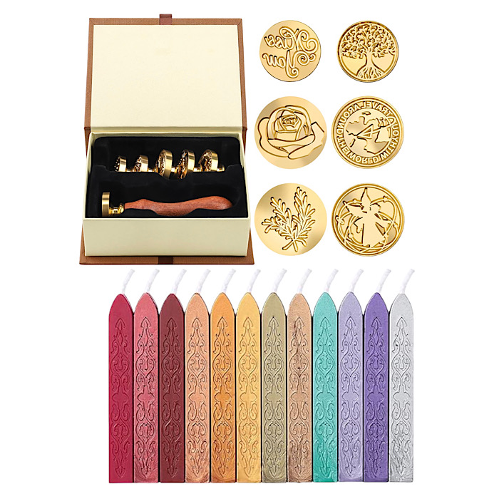Just the stamps are $23.50 on amazon - see additional image, you're getting the stamps AND the wax for just $14.99 from us! - GREAT FOR MOTHER'S DAY TOO! -- 18 Piece Wax Seal Stamp Set - Includes 6 Unique Stamps and 12 Wax Sealer Candles - Great for invitations, greetings cards, but also for just making the everyday letter a little more magical :) - -  Order 3 or more sets and SHIPPING IS FREE!