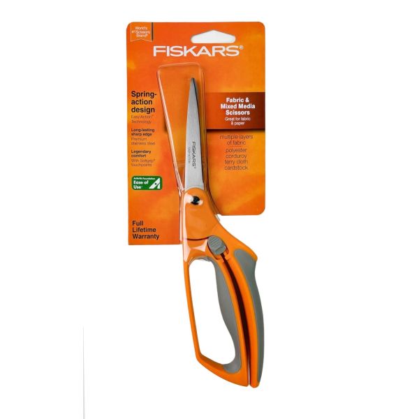 Fiskars Spring Assisted Multipurpose Stainless Steel Scissors - Easy ...