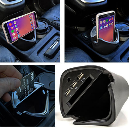 FLASH SALE - Smart USB Car Charger Cup - Fits in your cup holder, charges up to 3 USB devices, holds your phone and more! SHIPS FREE! BONUS: GRAB YOUR PHONE AND TXT THE WORD SECRET TO 88108 FOR ACCESS TO SECRET DEALS!