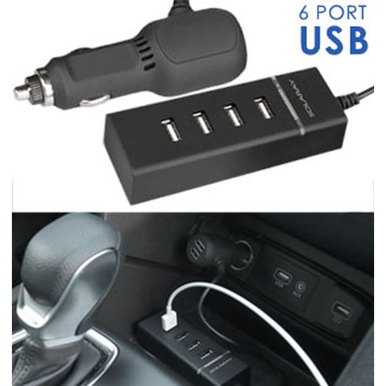 6 Port USB Car Front and Back.