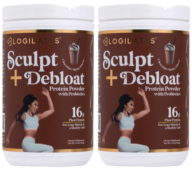 $30 each at Target, but you're getting TWO or $24.98 from us, <strong>just $12.49 per tub, so stock up before sold out!</strong> - 2 Pack of Blogilates Sculpt & Debloat Plant Protein Powder with Probiotics - <strong>Protein that aids in a healthy gut!</strong> - Chocolate Milkshake Flavor --  Gluten-free, soy-free, vegan-friendly, and non-GMO premium protein powder. - Offering the addition of probiotics to aid with digestion and bloat, its unique formula provides 16g of protein per serving to help you build lean muscle or, can be used as a supplement to help you hit your daily protein intake. - FRESH AND BEST BY JAN 2025! - Order 4 or more 2-packs and SHIPPING IS FREE!