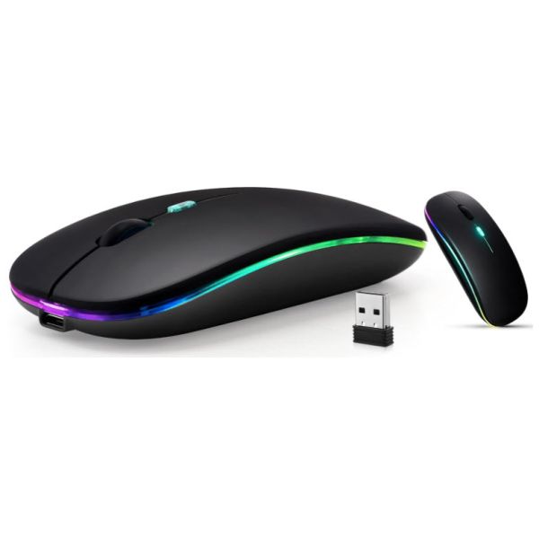 Silent Click LED Wireless Slim Mouse - Rechargeable - No more replacing batteries and no more annoying clicky clickly clicky - Just one quick charge lasts up to TWO MONTHS of use! - Order 3 or more and SHIPPING IS FREE!