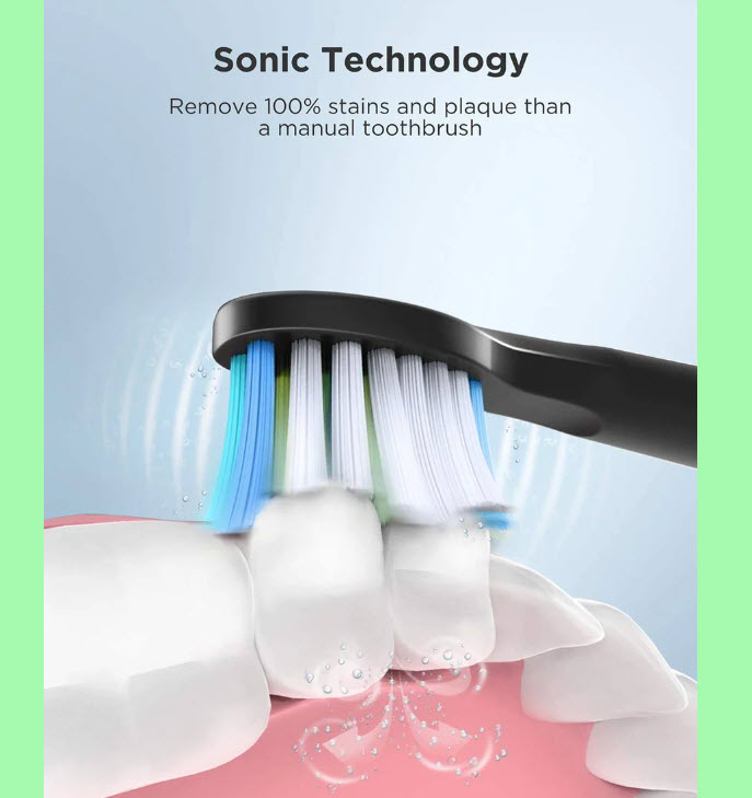 Rechargeable Sonic Electric Toothbrush with 8 Brush Heads