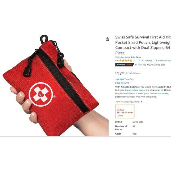 Swiss Safe Survival First Aid Kit Pocket Sized Pouch Lightweight