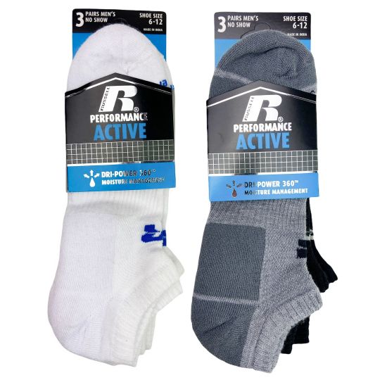 3 Pairs of Russell Athletic Mens No Show Dri Moisture Management Performance Socks $5.49 (reg $15)