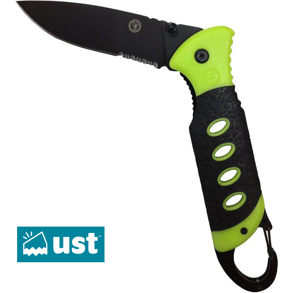 Ultimate Survival Technologies Glow-In-The-Dark Folding Pocket Knife With Carabine Clip - Order 2 or more and SHIPPING IS FREE!