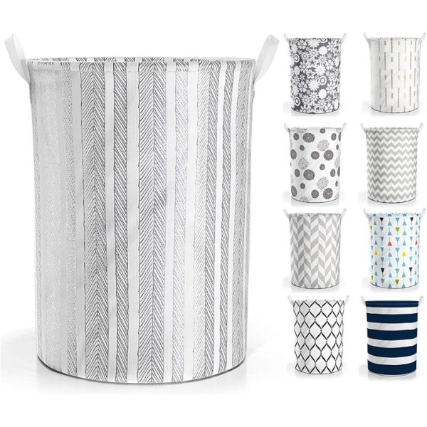 Freestanding Laundry Basket With Lid Collapsible Large Drawstring Clothes Hamper Storage