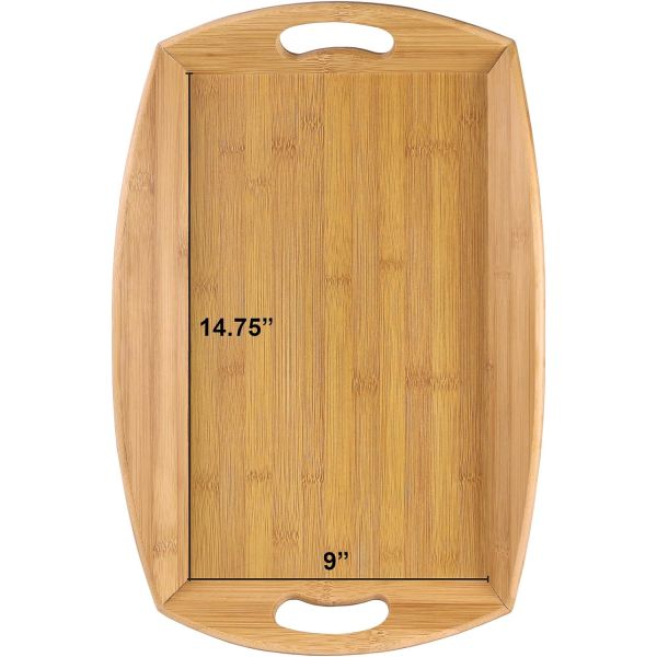 Greenco Bamboo Angular Sides Butler Serving Food Tray With Handles Can Be Placed On Lap Great