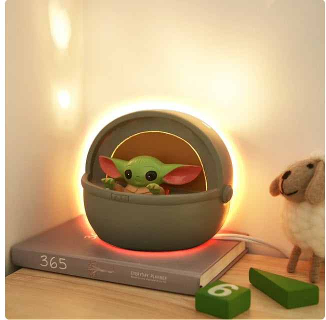 Star Wars The Child / Baby Yoda Resin Figural Kids Lamp - This is a needed addition to your child's bedroom! This will give off the perfect light for your nightly story time! Also fits great on desks, dressers, and other surfaces without taking up too much space in any room! - SHIPS FREE!