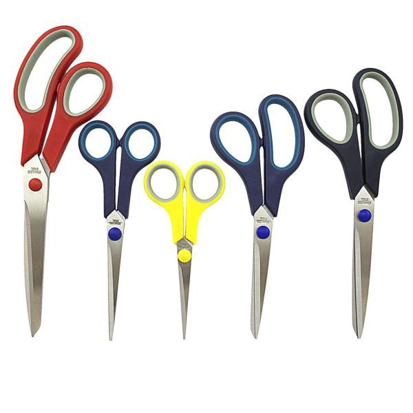 MAKE SURE YOU SHARE THIS CRAZY DEAL WITH OTHERS! - 5 Pack of Stainless Steel Comfort Grip Scissors - Folks, this is an ABSOLUTE STEAL! - You get 5 assorted sizes from 9.75 inch down to 5.5 inch - We just happened to find a great deal on these, so we're passing them on to you. If you've paid RETAIL at a store recently for scissors, then you know how nutso this deal is! - Small 49 cent shipping, but order 3 or more sets and SHIPPING IS FREE! - BONUS: GRAB YOUR PHONE AND TXT THE WORD SECRET TO 88108 FOR ACCESS TO SECRET DEALS!