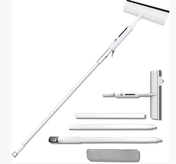 Extendable 3-in-1 58” Spray Glass / Window Cleaning Tool With Built-in ...