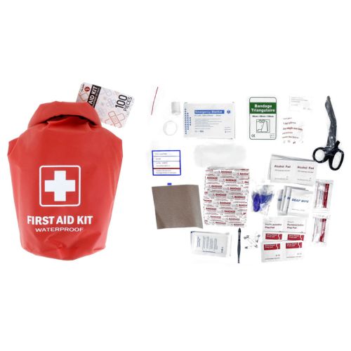 $15.49 (reg $30) 100 Piece First Aid Kit Stored in a Waterproof Red Dry Sack