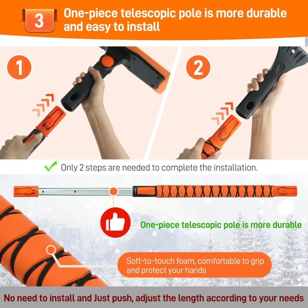 Telescoping Adjustable Angle Snow Brush / Scraper - Adjusts from 36 all ...