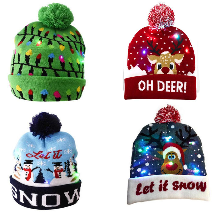 (These are CRAZY popular! See video below! OH, and order 10 or more and price drops even more!) - Fun Light Up LED Christmas Beanies - Blinking light mode and static on mode - Choose from Let it Snow Reindeer, Snowman, String Lights Or Oh Deer - Grab a ton for the entire family or for an extra festive Christmas & holiday parties! - Order 4 or more and SHIPPING IS FREE!