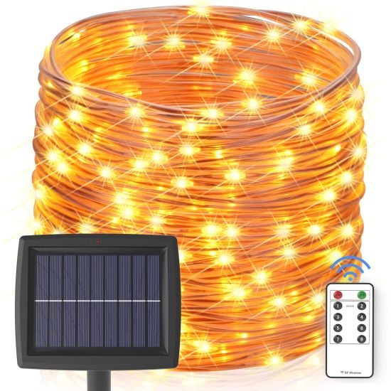 Solar Powered Remote Controlled 60 Foot Waterproof LED String Lighting
