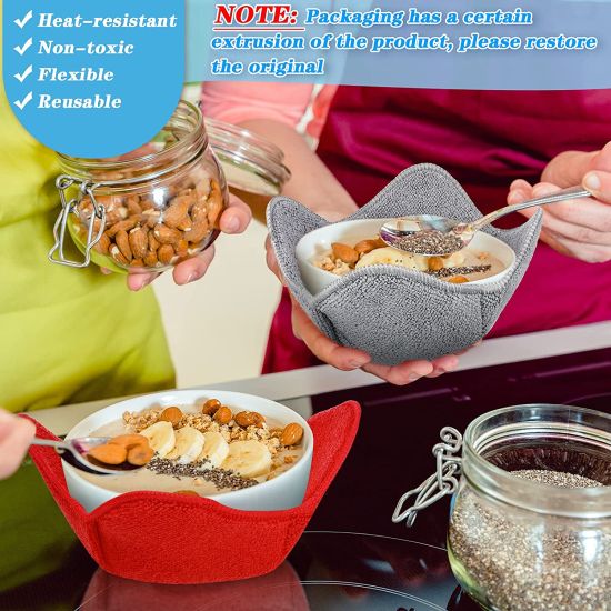 Microwave Bowl Huggers Warmers for Food Microfiber Heat  Resistant Food Warmer Set Microwave Safe Handle Hot and Cold Bowls Holder  Without Burning Your Hands Set of 4 Microwave Bowl Huggers