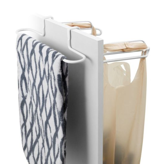 Duo Over the Door Towel Bar & Trash Bag Holder Use in kitchen