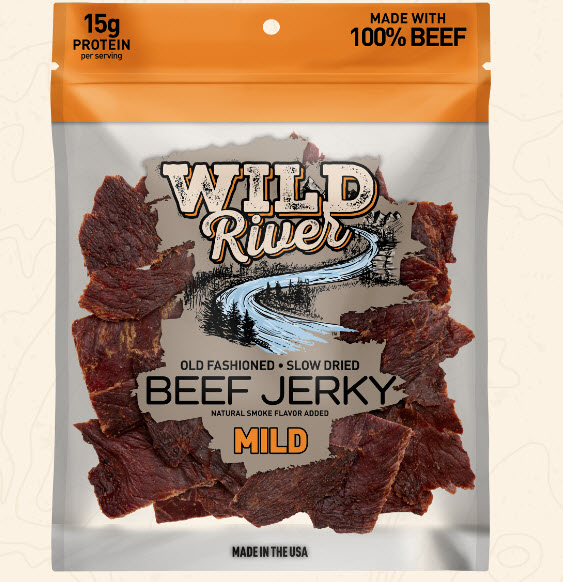 THREE LARGE BAGS of Wild River Old Fashioned Beef Jerky - Mild - These bags are over 50% larger than standard size! (3.5oz per) - Only $4.99 per LARGE bag, which is crazy cheap for jerky these days! Order 3 or more 3-packs and SHIPPING IS FREE!