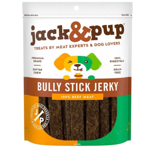 BIG 12 Ounce Bag of Jack&Pup Beef Bully Stick Jerky Dog Treats Softer