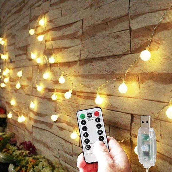 Remote Control 16.4 Foot 50 LED String Lights - Use the remote to control the 8 modes and Timer - SHIPS FREE!