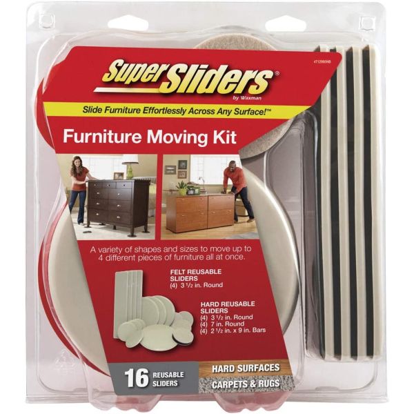 16 Piece Moving Kit Super Sliders Assorted Reusable Furniture Sliders