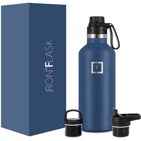 IRON °FLASK Double Walled Vacuum Insulated Water Bottle - Extra Large 32 Oz Size - Multiple Lid Options Included - Leak Proof Vacuum Insulated Stainless Steel - For Both Hot & Cold Liquids - $27 on amazon with over ONE HUNDRED THOUSAND 5-star reviews (see additional image) - GREAT deal from us because you will receive a random color, but don't worry, they are all amazing - SHIPS FREE!
