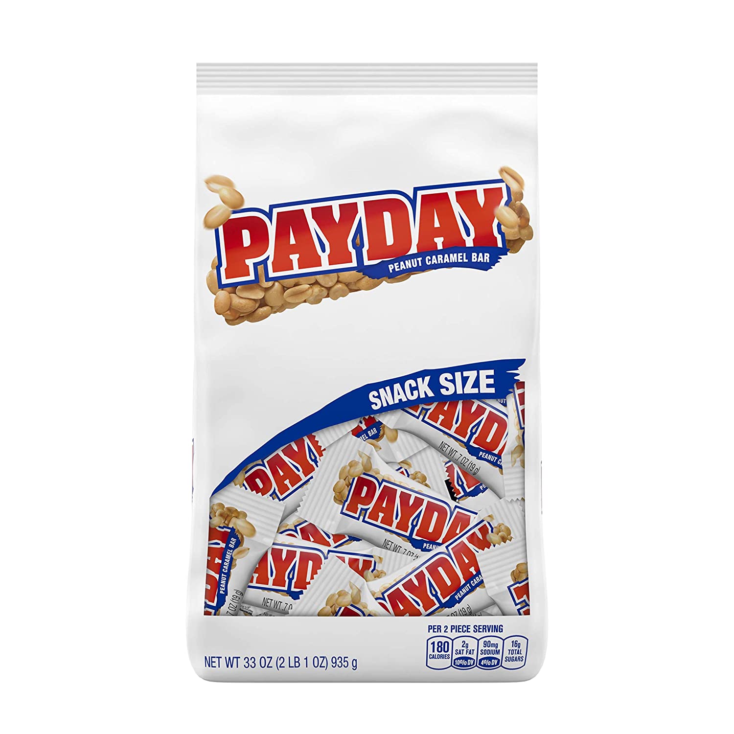 $24.99 (reg $50) FOUR BIG BAGS of Payday Peanut Caramel Snacksize Candy Bars