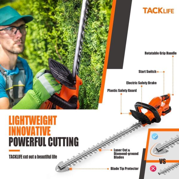 Cordless 22-inch Electric Hedge Trimmer With 20v Battery And Charger 