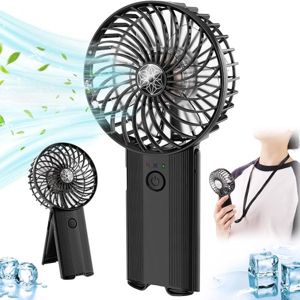 Portable Rechargeable Hand Held Personal Fan - 4 Speeds Settings, Super Quiet and a whopping 16 hours of operation on a charge! Great deal because you will receive a random color - Use on the go around your neck or use the built-in stand to use it on a desk, nightstand and more - Order 4 or more and SHIPPING IS FREE! -  - BONUS: GRAB YOUR PHONE AND TXT THE WORD SECRET TO 88108 FOR ACCESS TO OUR SECRET DEALS!
