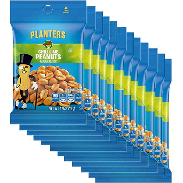 TWELVE BAGS of Planters Chili.