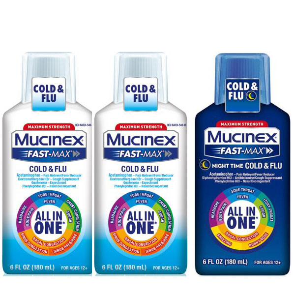 3 PACK of Mucinex Fast Max Maximum Strength Cold and Flu All In One $14.99 (reg $39)