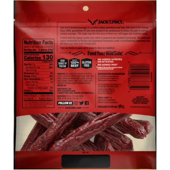 Jack Link's Original Recipe Beef Smoked Sausages 1.49 shipping, but