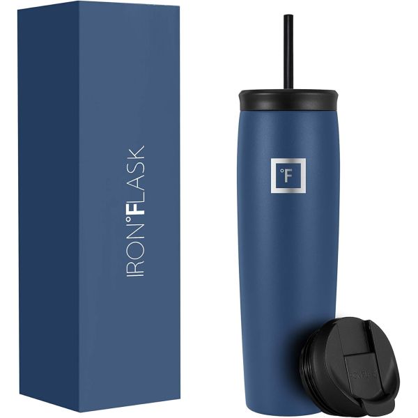 ($30 on amazon with 9,000+ 5-star reviews - see additional image) - IRON °FLASK Stainless Steel Bottle Double Walled 28 Ounce Nomad Tumbler with 2 Lids and 2 Straws - GREAT DEAL because you will receive a random color - Order 2 or more and SHIPPING IS FREE!