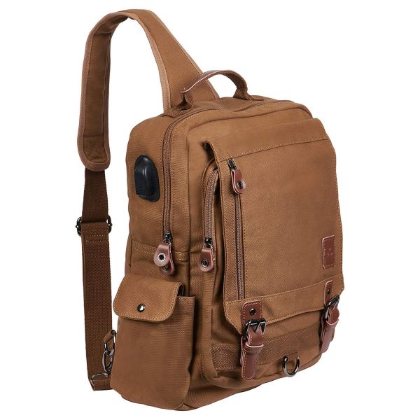 Laptop / Tablet Tech Gear Sling Canvas Bag with USB Power Port - Charge ...